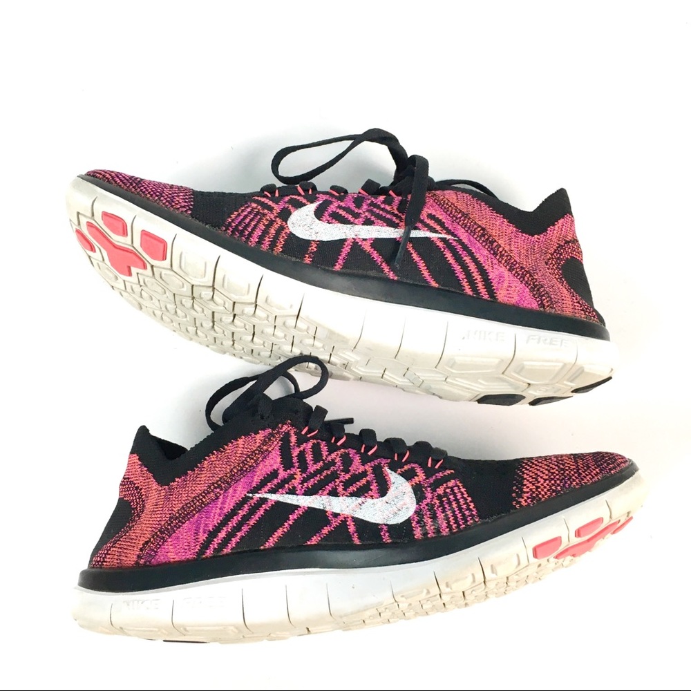 Nike Free 4.0 Flyknit Sneakers Pink and Black 8 - Picture 5 of 9